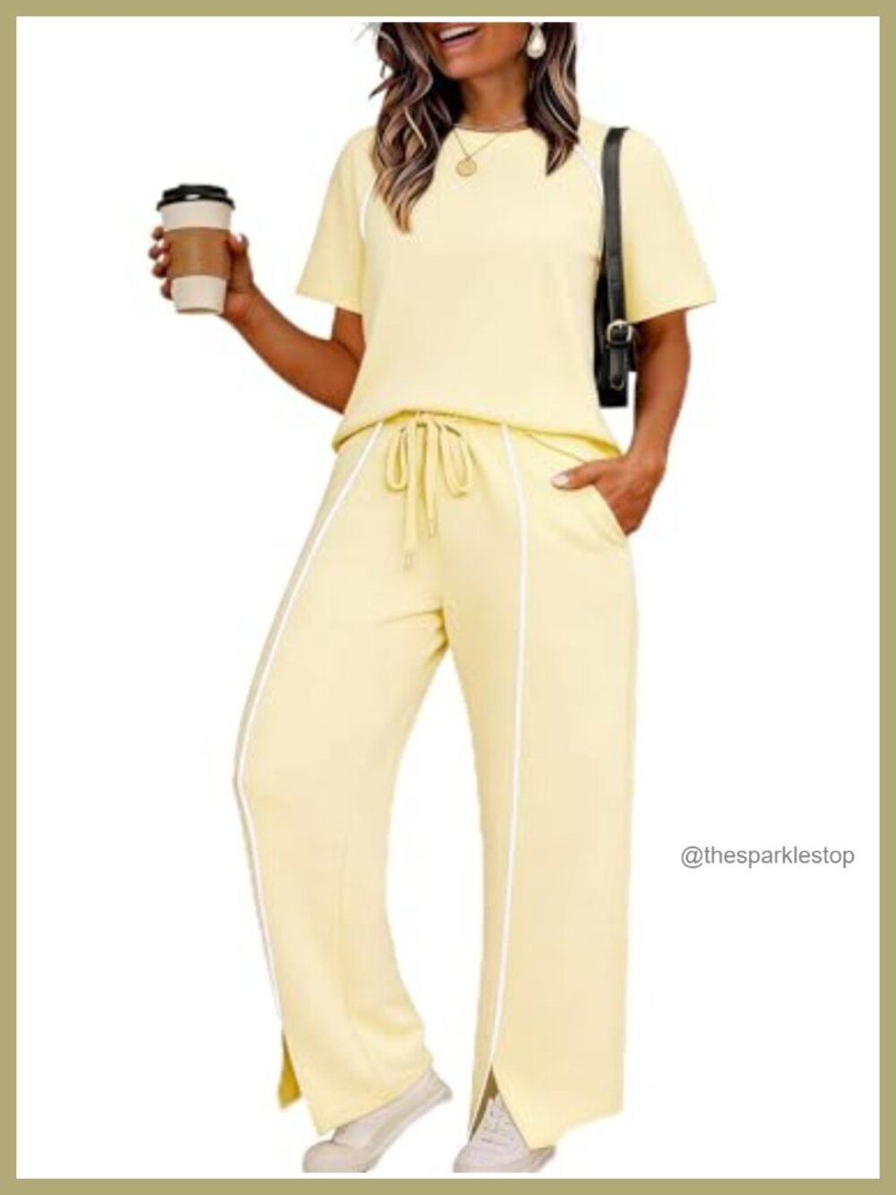Plus Size 2 Piece Set Cotton Polyester Spandex Crewneck Top Wide Leg Pants